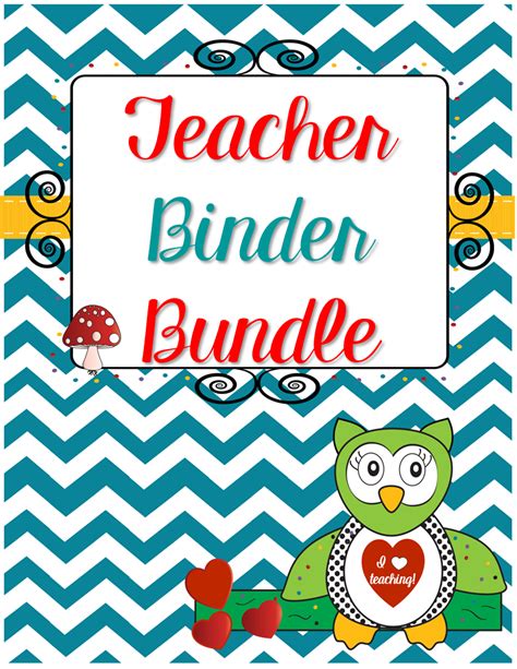 A Teacher Binder Bundle With An Owl And Mushroom On The Bottom In