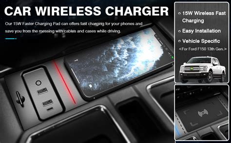 T Tgbros Wireless Charger For 2015 2019 Ford F150 Car Accessories Center Console