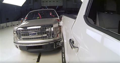 what happens when a new aluminum ford f 150 crashes into an older steel body ford f 150 the