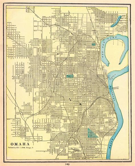 Antique Omaha Street Map Of Omaha Nebraska 1898 George Cram Etsy