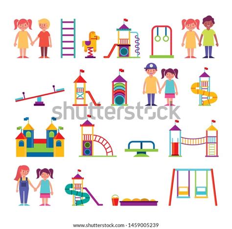 Group Kids Amusement Park Bundle Characters Stock Vector Royalty Free