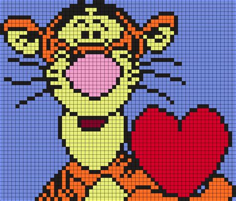 Tigger With A Heart Perler Bead Pattern Bead Sprites Characters