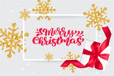 Merry Christmas Red Vintage Calligraphy Lettering Vector
