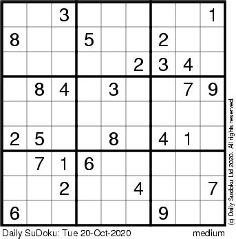 Printable versions of our daily sudoku puzzles are also available online. The Daily SuDoku