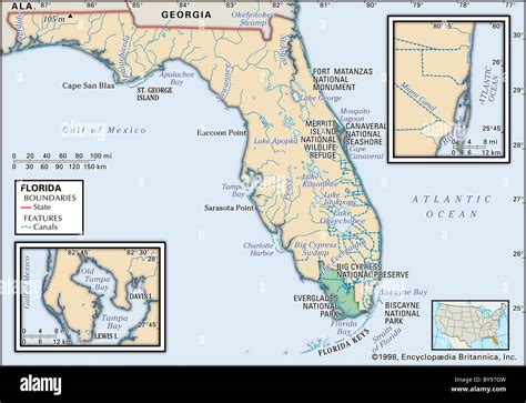 Physical Map Of Florida Stock Photo Alamy