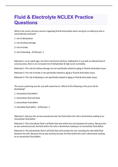 Fluid & Electrolyte NCLEX | 145 Questions and Answers(A+ Solution guide