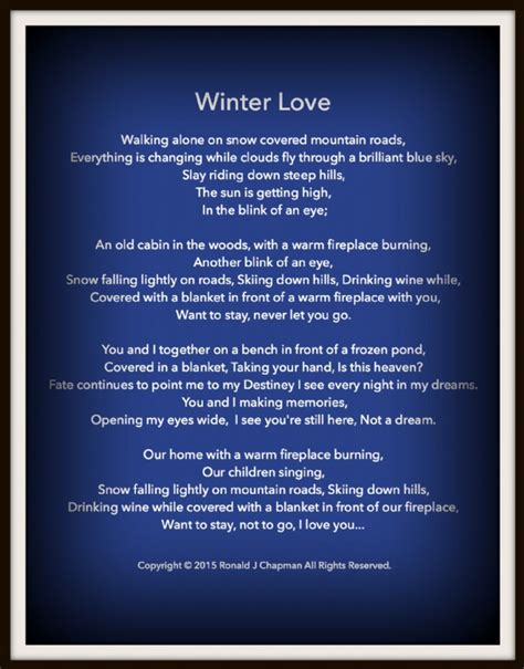Winter Love Poem By Ronald Chapman Poem Hunter
