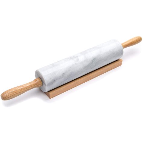 Polished Marble Rolling Pin With Wooden Cradle Inch Barrel Paper Street Parlour