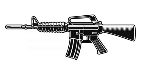 Black And White Vector Illustration Of The M16 Rifle 60 Off