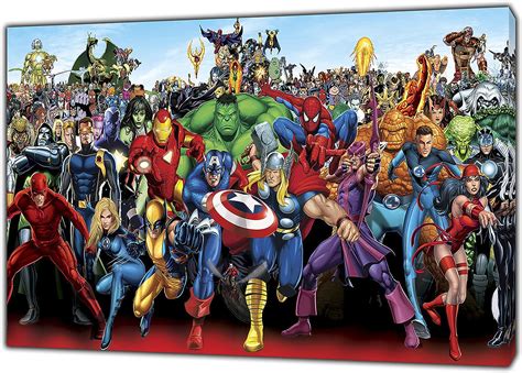 Imagen De Personajes De Superhéroes De Marvel En Lienzo Enmarcado Para Decoración Del Hogar