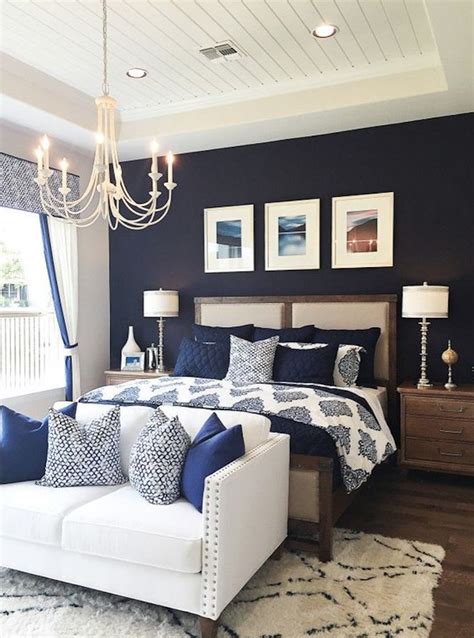 Navy Blue Accent Wall Master Bedroom