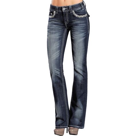 Rock And Roll Cowgirl Leather And Rhinestone Jeans For Women 9300a Save 50