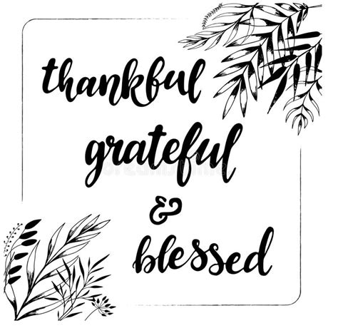 Thankful Grateful Blessed Hand Written Phrase Stock Illustration