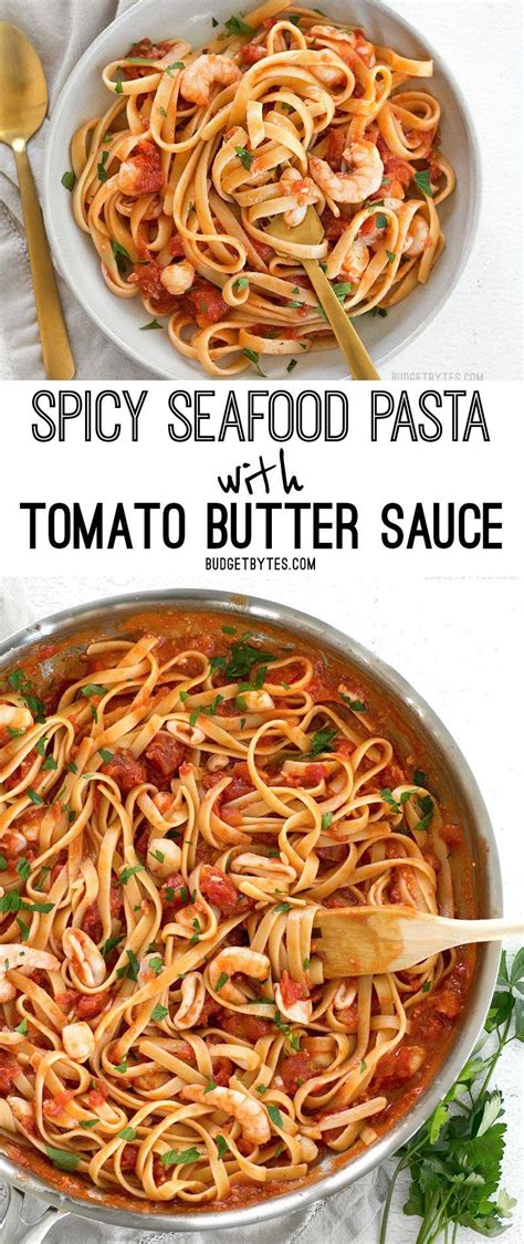 Serve slices with homemade tomato sauce and use any leftovers as sandwich filling. Spicy Seafood Pasta with Tomato Butter Sauce | Recipe ...