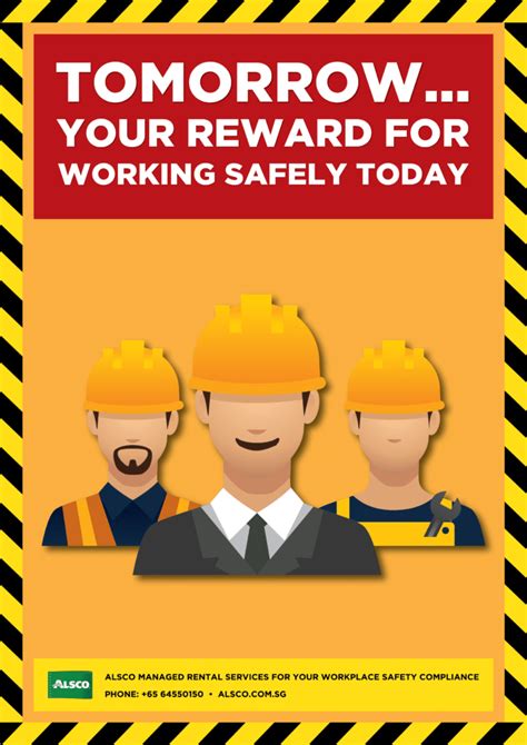 Does your company require safety slogans for workplace signage? Alsco-SG-Workplace-Safety-Posters-Tomorrow-Reward-Working ...
