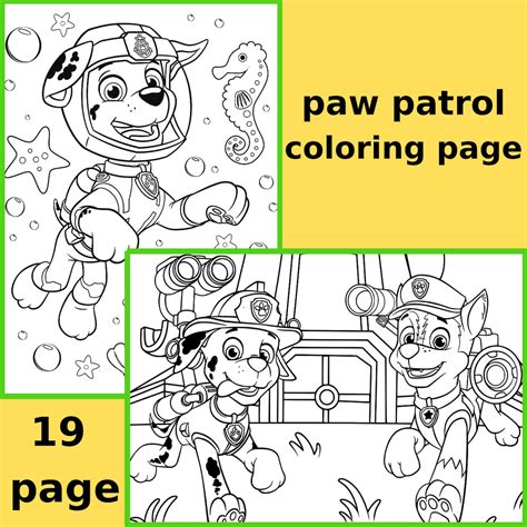 19 Assorted Paw Patrol Printable Birthday Coloring Page Puppy Etsy