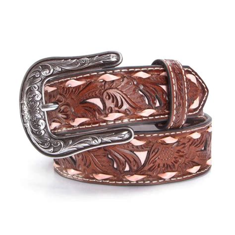 Nocona Children Girls Floral Tooled Western Belt