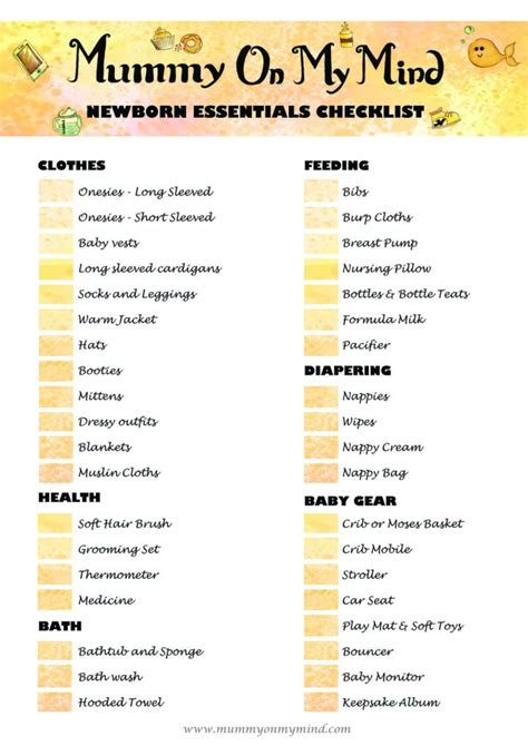 hospital bag  newborn essentials checklists  printables