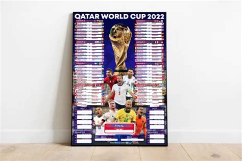 Fifa 2022 Qatar World Cup Wall Chart Fixtures Dates Stadiums Poster