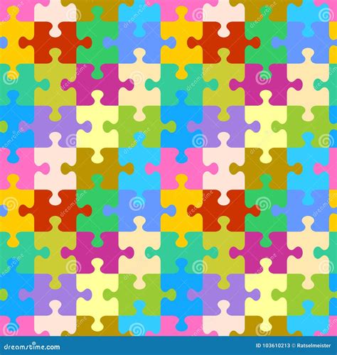 Seamless Colorful Jigsaw Puzzle Pattern Stock Vector Illustration Of