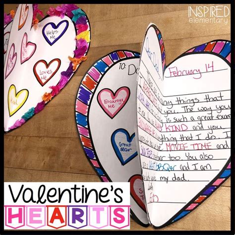 Valentines Day Writing 3 D Hearts Activity Valentines Writing