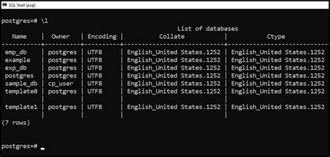 How To Show List Of All Databases And Tables In Postgresql