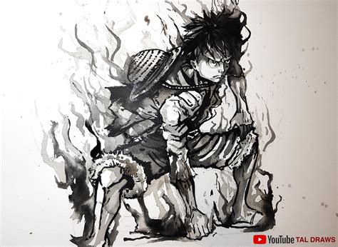 Maybe you would like to learn more about one of these? Gear, Second! luffy fan art :). caligraphy ink + water on ...