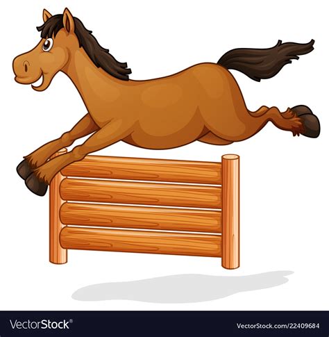 A Horse Jump On Wooden Fence Royalty Free Vector Image