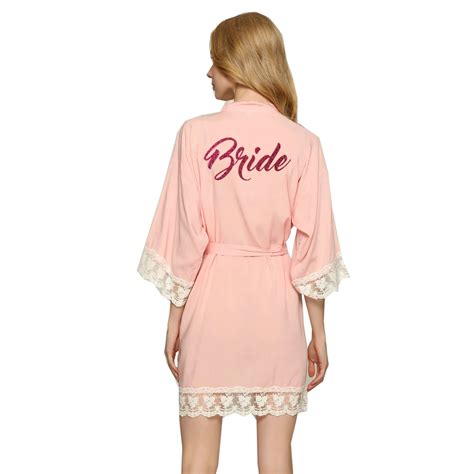 Cotton Bridesmaid Robes With Lace Trim Women Wedding Bridal Robe WITH