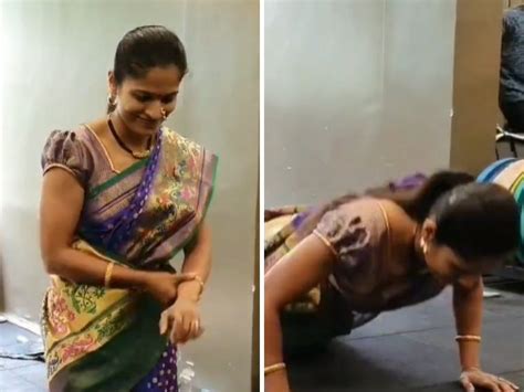 Sharvari Imamdar Pune Woman Effortlessly Works Out Wearing A Saree Video Goes Viral Watch
