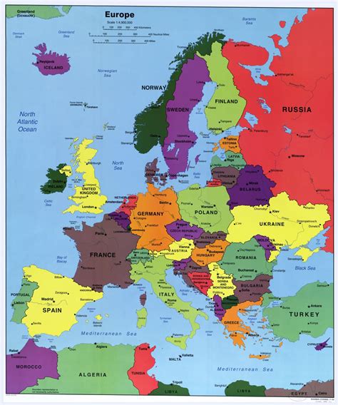 Large Printable Map Of Europe