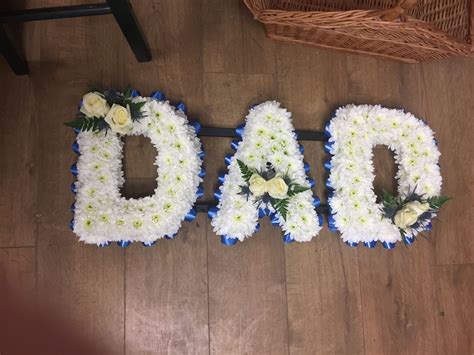 Funeral Tribute Dad Letters Blue And White Made By Butterflies And