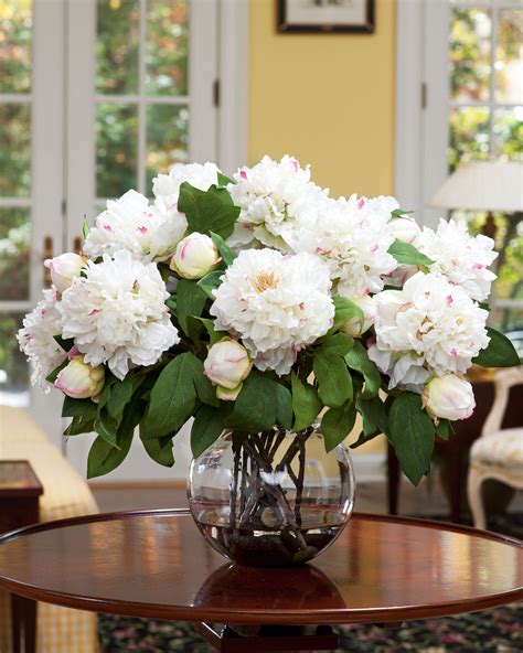Deluxe Peonysilk Flower Centerpiece White Flower Arrangements