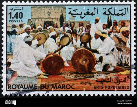 Moroccan Folklore On Old Postage Stamp Stock Photo Alamy
