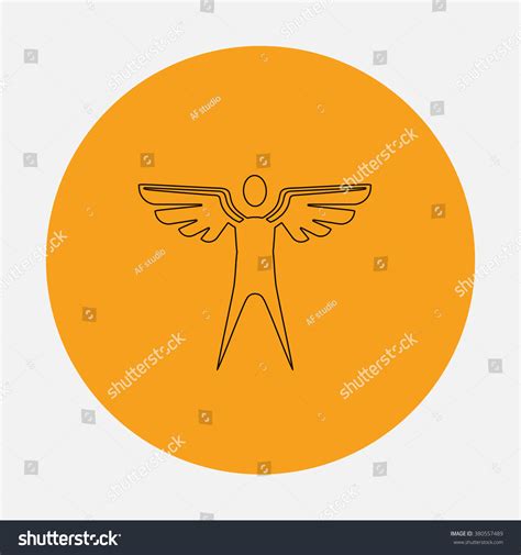 Angel Outline Vector Icon On Orange Stock Vector Royalty Free 380557489