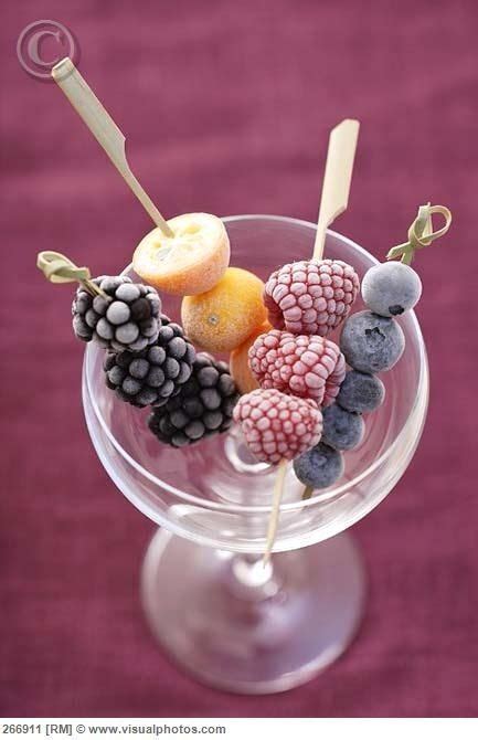 Frozen Fruit Skewers Add To A Glass Of Bubbles For A Posh Summer Drink