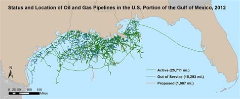 Map Of Offshore Oil And Gas Pipelines In The United States Section Of