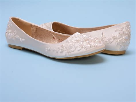 Ivory Satin Flat Shoes Bride Ivory Wedding Flats For Bride Etsy