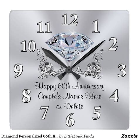 Diamond Personalized 60th Anniversary Gifts CLOCK Zazzle Com With