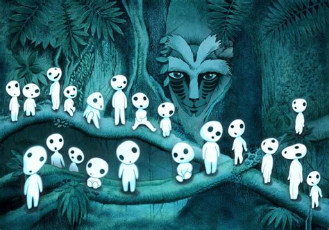 Kodama And The Forest Spirit Sticker By Dksartdesign Studio Ghibli