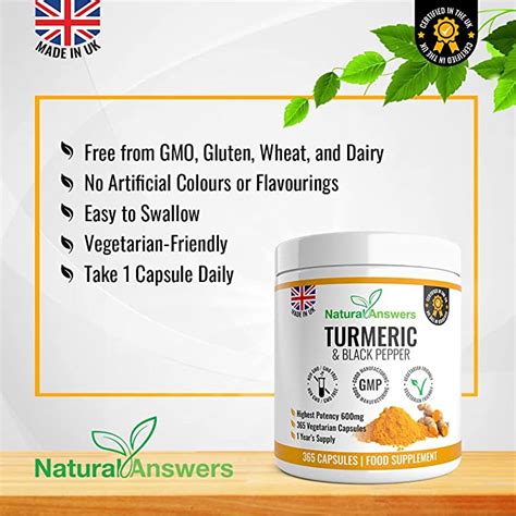 Turmeric Curcumin And Black Pepper 365 Capsules Natural Answers