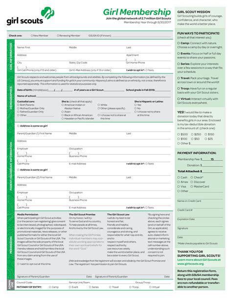 girl scout registration form printable how to create a girl scout registration form printable
