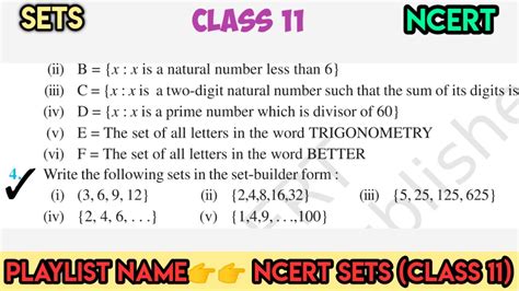 Write The Following Sets In Set Builder Form Class 11 Math Chapter 1