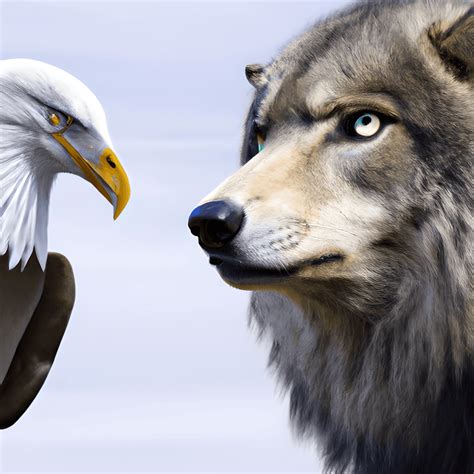 Wolf Vs American Bald Eagle · Creative Fabrica