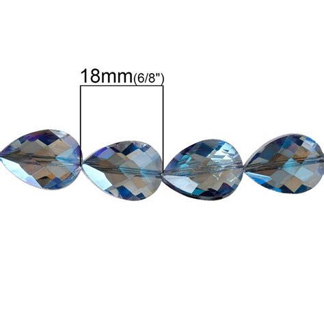 5 Blue AB Teardrop Glass Beads 18mm Wholesale Hand Faceted Etsy