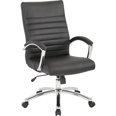 Office Star Products Executive Mid Back Chair In Black Faux Leather