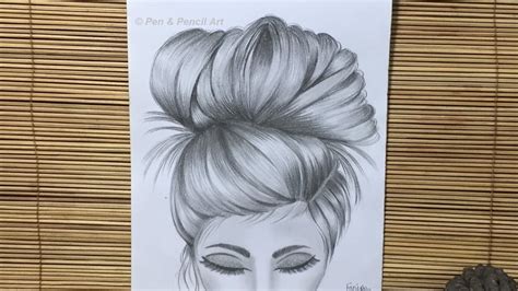 How To Draw A Girl With Messy Bun Hairstyle Beautiful Girl Drawing