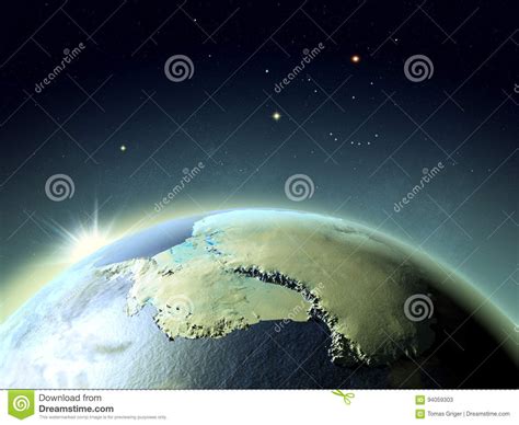 Sunset Above Antarctica From Space Stock Illustration Illustration Of