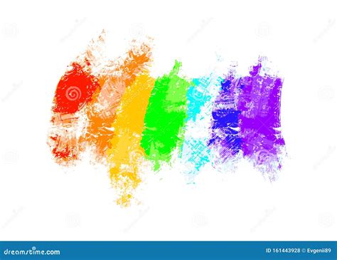 Abstract Brush Strokes Paint With Texture In Rainbow Colours Isolated