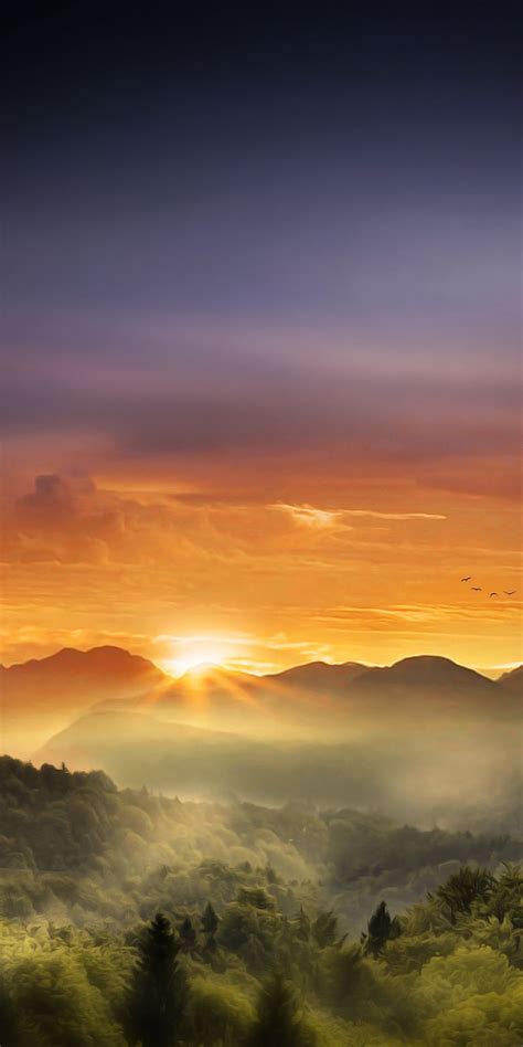 Horizon Sunrise Mountains Nature 1080x2160 Wallpaper Sunrise